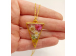 Pendentif triangle fleurs/doré #15