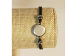 Bracelet élastique argenté/noir/blanc nacré