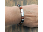 Bracelet "Love / Life" Jaspe rouge/Obsidienne