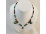 Collier nacre blanc/marron/vert