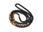 Collier en perles d'œil de tigre et obsidienne