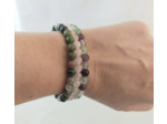 Bracelet triple fluorite/quartz rose/agate indienne