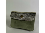 Farfouillette Petit Porte-Monnaie En Daim Vert D'eau / Doré