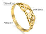 Bague dorée en forme de lune en acier inoxydable