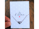 Bracelet carte "Je t'aime" cœur en acier inox