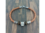Bracelet homme cuir œil de tigre panthère