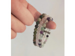 Bracelet triple fluorite/quartz rose/agate indienne