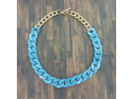 Collier gros maillons bleu ciel/doré