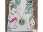 Pendentif avec bouton pression hibou vert