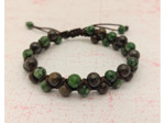 Bracelet double rang en perles de Jade verte et Bronzite