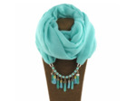 Foulard coton turquoise/doré