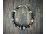 Bracelet Pierre de lave/Œil de tigre argenté
