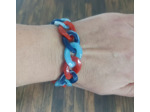 Bracelet gros maillons bleu ciel/bleu/rouge argenté 22mm