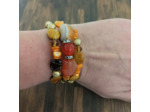 Bracelet multi-rangs orange/marron/doré
