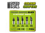 Pinceau Silicone - Colour Shapers TAILLE 0 et 2 - 10 pinceaux - NOIR FERME