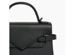 Le Tanneur Emilie Sac à main double rabat en Cuir grainé Noir