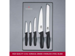 Victorinox 5.1163.5 Coffret Cadeaux: 5 Pièces Manche Noir : 2 Couteaux Office + 1 Couteau à Tomate + 1 Couteau à Découper + 1 Couteau à Pain