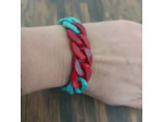 Bracelet gros maillons turquoise/rouge 2 doré   22mm