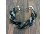 Bracelet gros maillons gris/noir argenté 22mm
