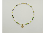 Tour de cou heishi blanc/noir/vert/doré lotus