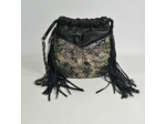 Mila Louise Nora W Sac Bourse Cuir Tressé Noir Anthracite