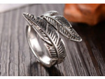 Bague 2 plumes ajustable en argent