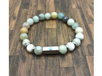 Bracelet œil porte-bonheur Amazonite/Agate blanche