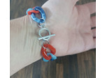 Bracelet gros maillons bleu ciel/bleu/rouge argenté 22mm