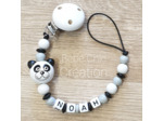 Attache sucette prénom personnalise Panda