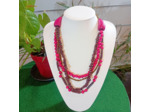 Collier Sonia marron-rose en ivoire végétal