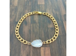 Bracelet acier inox doré et feuille nacre/doré 1