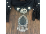Foulard coton noir pendentif noir