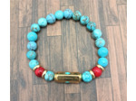 Bracelet "La vie est belle" doré Turquoise/Turquoise rouge"