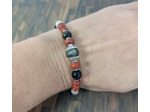 Bracelet Obsidienne/Jaspe rouge argenté