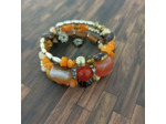 Bracelet multi-rangs orange/marron/doré