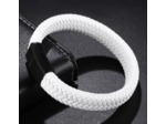 Bracelet tressé blanc en cuir véritable pour hommes