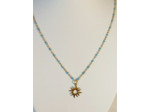 Pendentif soleil/doré/turquoise