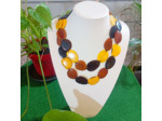 Collier long Shana noir-marron-jaune en ivoire végétal