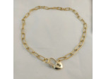 Collier grosse chaîne doré cadenas