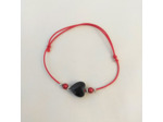 Bracelet élastique argenté/rouge/cœur facetté noir