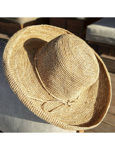 L'Atelier Du Crochet Chapeau Raphia Bord Roulé Ecru
