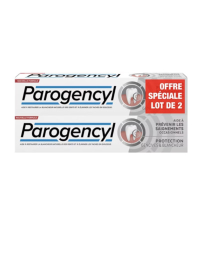 Dentifrice prévention gencives blancheur 2x75ml Parogencyl