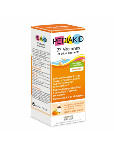 22 Vitamines & Oligo-elements Sirop Orange Abricot 250ml Pediakid