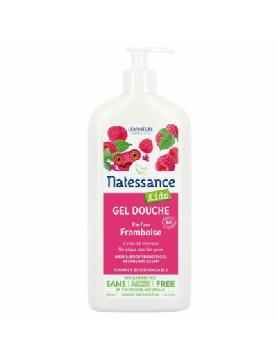Gel Douche Corps Et Cheveux Framboise Bio Sans Sulfate 500ml Kids Natessance