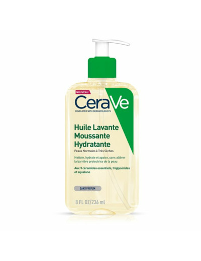 Huile Lavante Moussante Hydratante 236ml Cleanse Corps peaux normales à très sèches Cerave