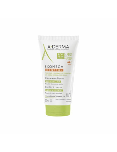 Crème émolliente anti-grattage 50ml Exomega Control Peaux sèches à tendance à l'eczéma atopique A-Derma