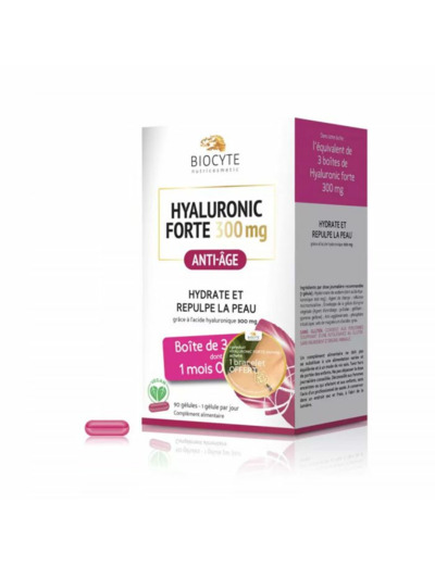 Pack Hyaluronic Forte 300mg 3x30 gélules Anti-âge Biocyte