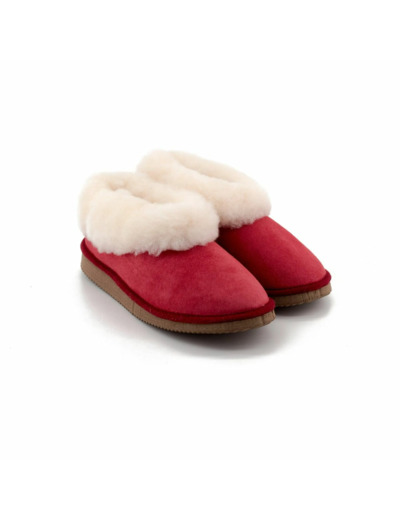 Chaussons mixte rouge en peau de mouton