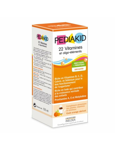 22 Vitamines & Oligo-elements Sirop Orange Abricot 125ml Pediakid
