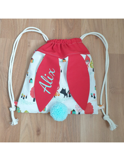 Sac à dos Pochon pour enfant, modèle Lapinou, chaperon rouge